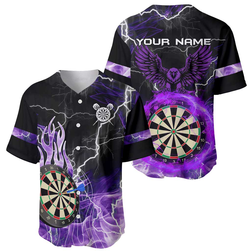 Personalized Purple Lightning Darts Board Baseball Jersey with Owl Graphic - Wonder Print Shop