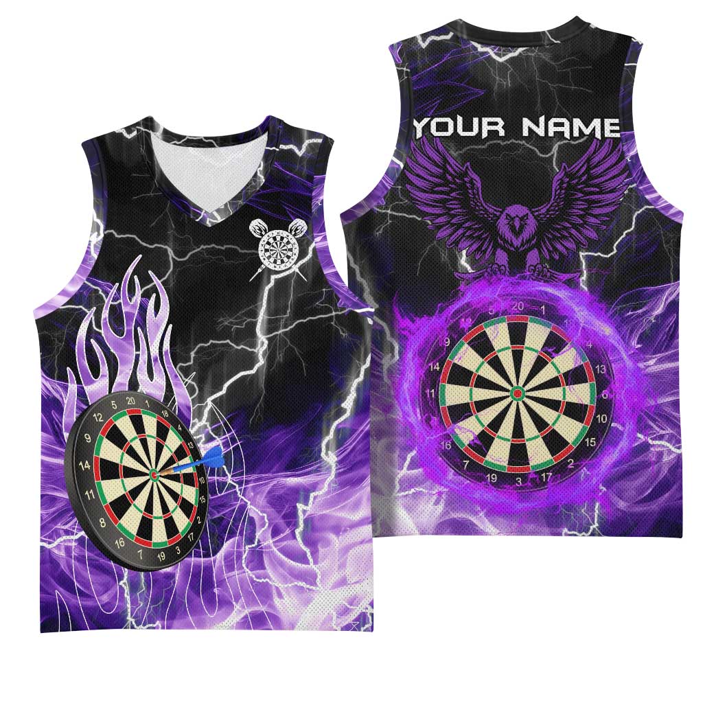 Personalized Purple Lightning Darts Board Basketball Jersey with Owl Graphic - Wonder Print Shop