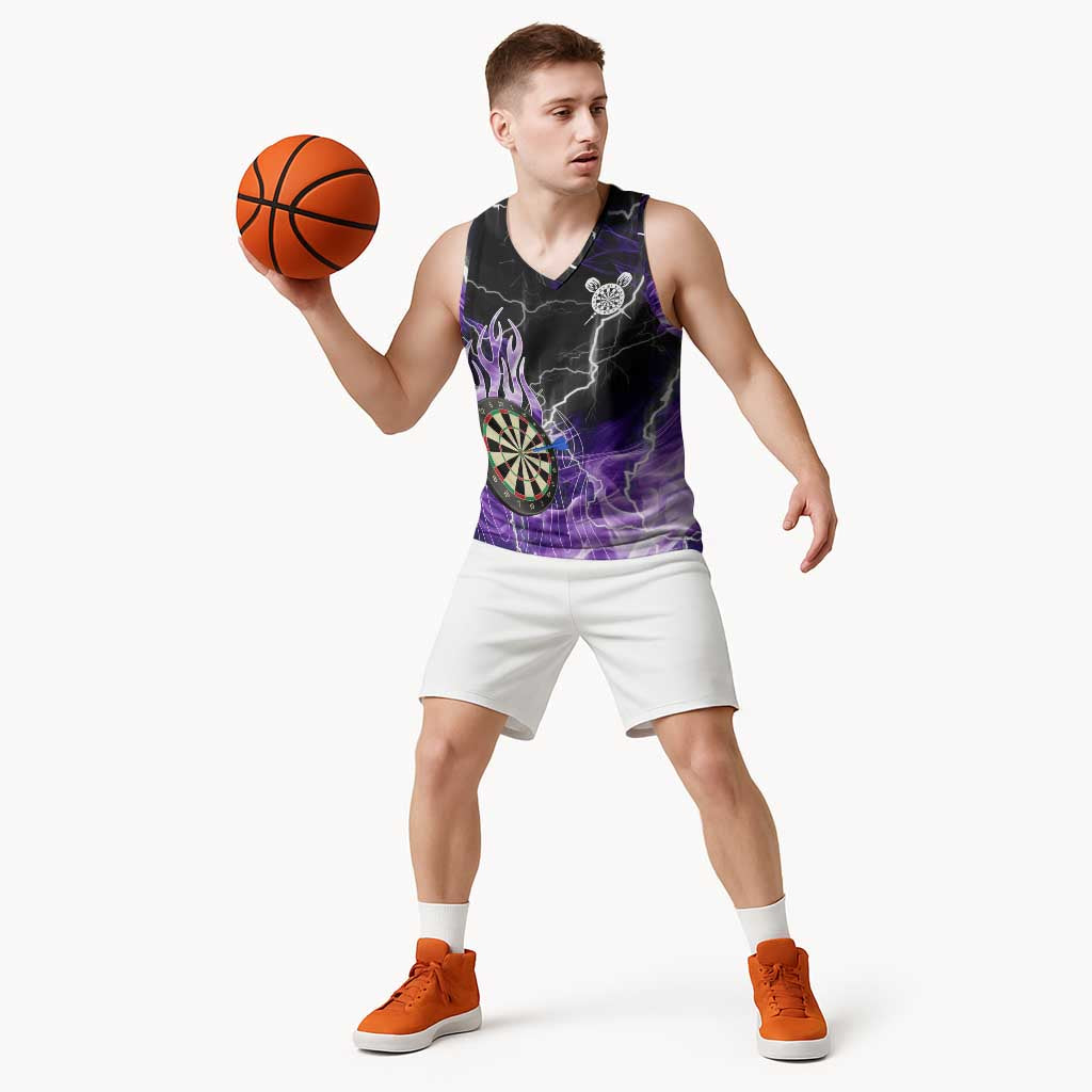 Personalized Purple Lightning Darts Board Basketball Jersey with Owl Graphic - Wonder Print Shop