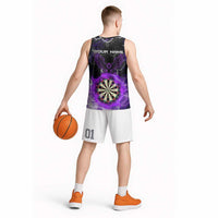 Personalized Purple Lightning Darts Board Basketball Jersey with Owl Graphic - Wonder Print Shop