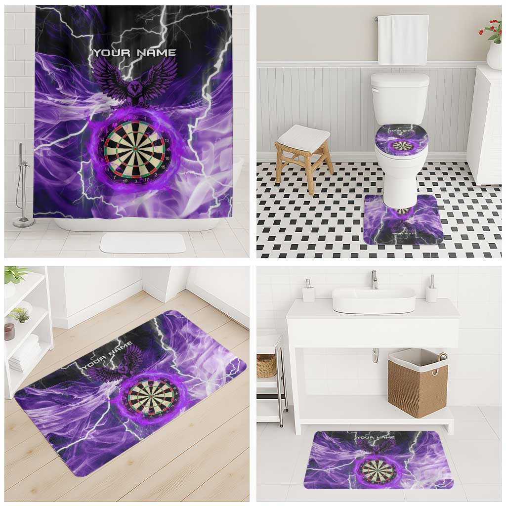 Personalized Purple Lightning Darts Board Bathroom Set with Owl Graphic - Wonder Print Shop