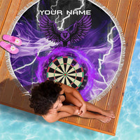 Personalized Purple Lightning Darts Board Beach Blanket with Owl Graphic - Wonder Print Shop