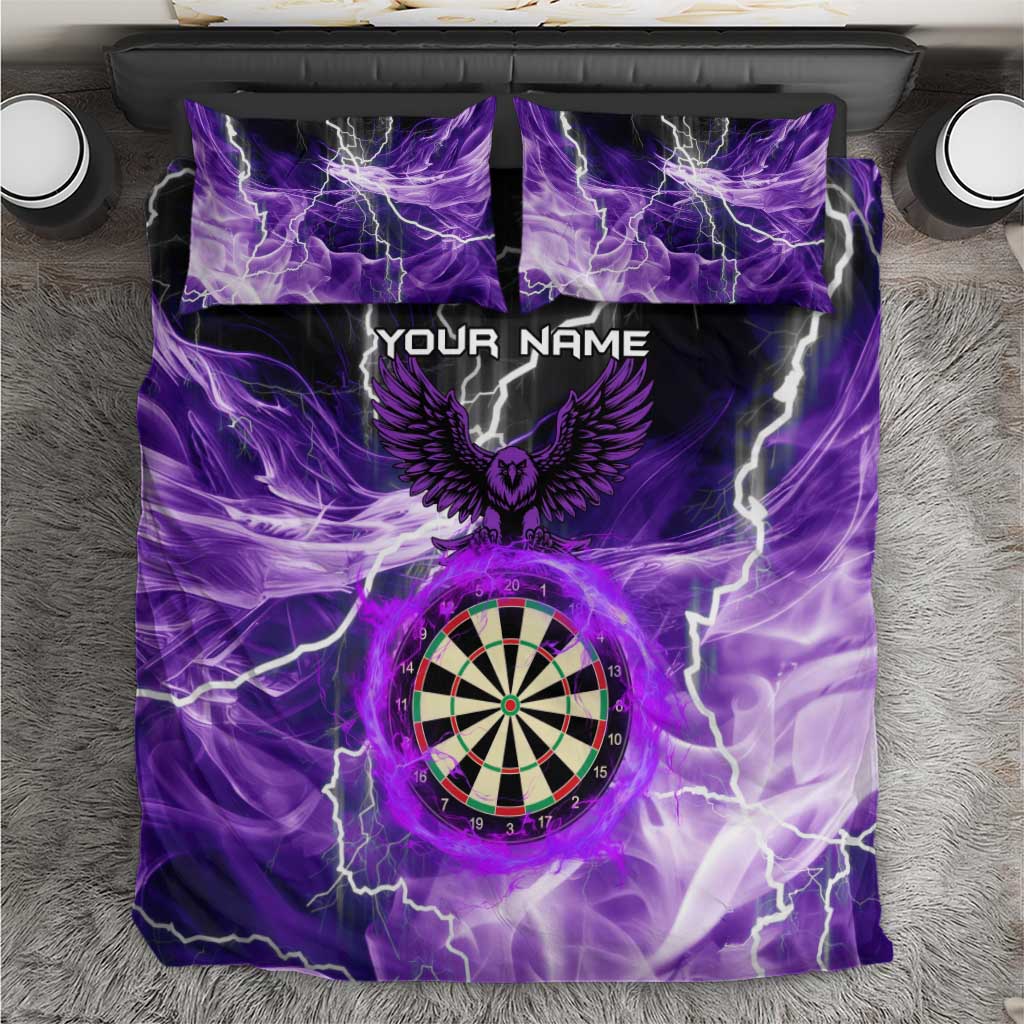 Personalized Purple Lightning Darts Board Bedding Set with Owl Graphic - Wonder Print Shop