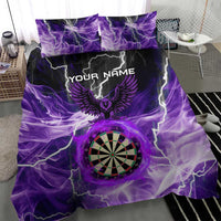 Personalized Purple Lightning Darts Board Bedding Set with Owl Graphic - Wonder Print Shop