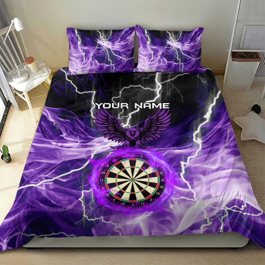 Personalized Purple Lightning Darts Board Bedding Set with Owl Graphic - Wonder Print Shop