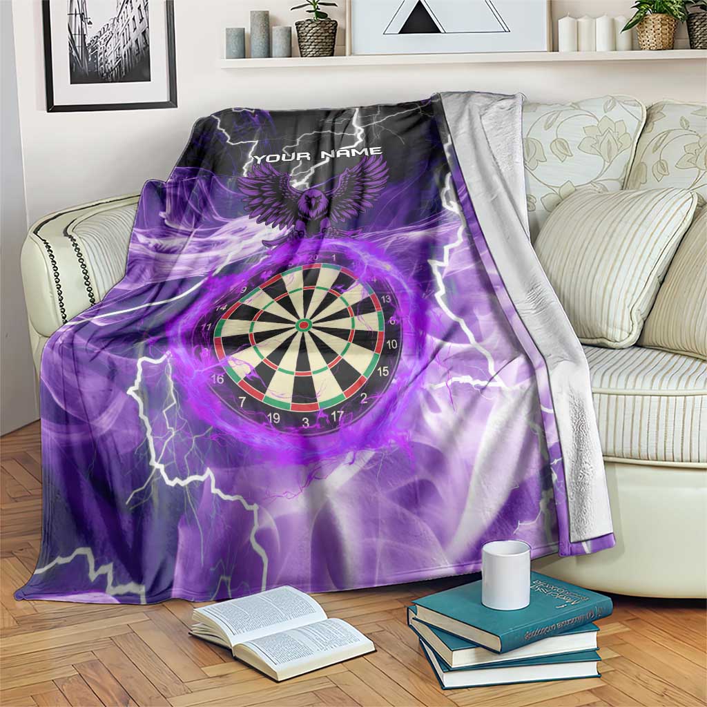 Personalized Purple Lightning Darts Board Blanket with Owl Graphic - Wonder Print Shop