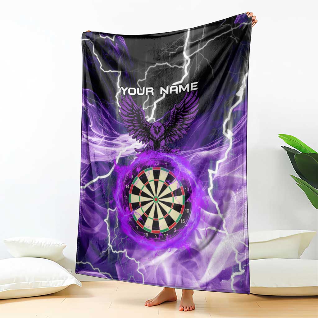 Personalized Purple Lightning Darts Board Blanket with Owl Graphic - Wonder Print Shop