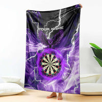 Personalized Purple Lightning Darts Board Blanket with Owl Graphic - Wonder Print Shop