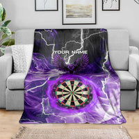 Personalized Purple Lightning Darts Board Blanket with Owl Graphic - Wonder Print Shop