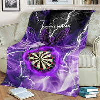 Personalized Purple Lightning Darts Board Blanket with Owl Graphic - Wonder Print Shop