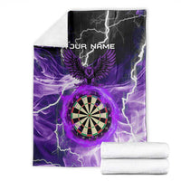 Personalized Purple Lightning Darts Board Blanket with Owl Graphic - Wonder Print Shop