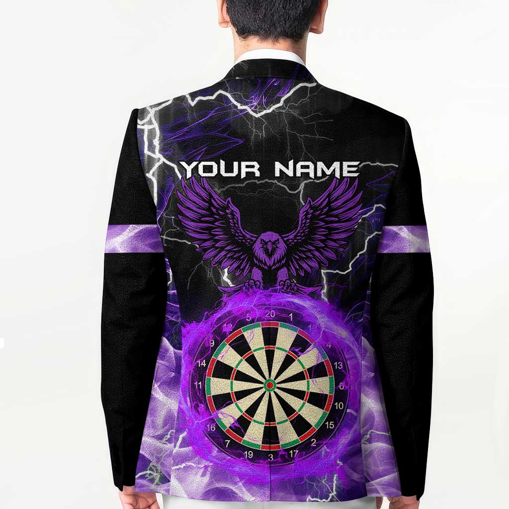 Personalized Purple Lightning Darts Board Blazer with Owl Graphic - Wonder Print Shop