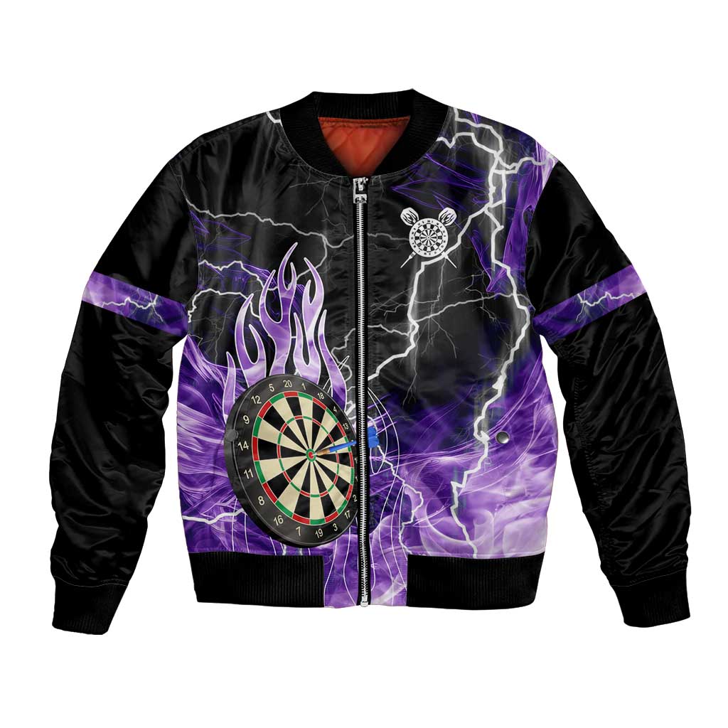 Personalized Purple Lightning Darts Board Bomber Jacket with Owl Graphic - Wonder Print Shop