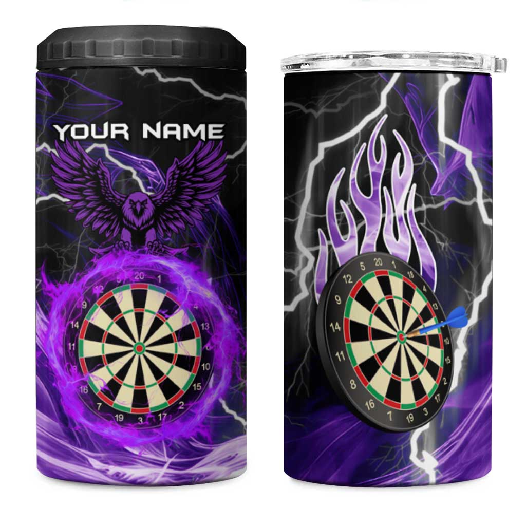 Personalized Purple Lightning Darts Board 4 in 1 Can Cooler Tumbler with Owl Graphic - Wonder Print Shop