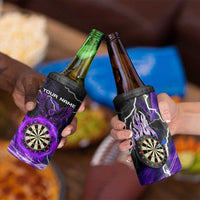 Personalized Purple Lightning Darts Board 4 in 1 Can Cooler Tumbler with Owl Graphic - Wonder Print Shop