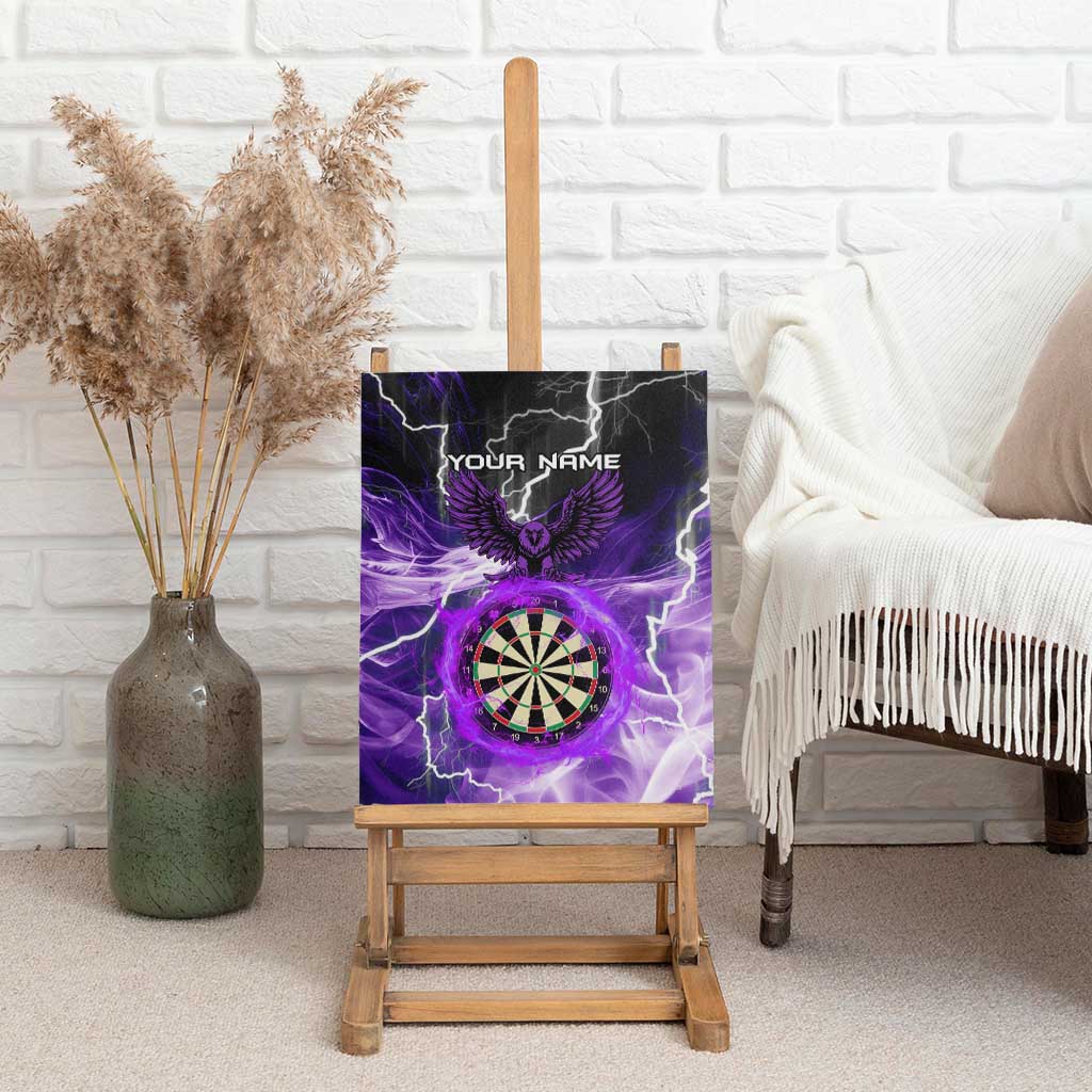 Personalized Purple Lightning Darts Board Canvas Wall Art with Owl Graphic - Wonder Print Shop