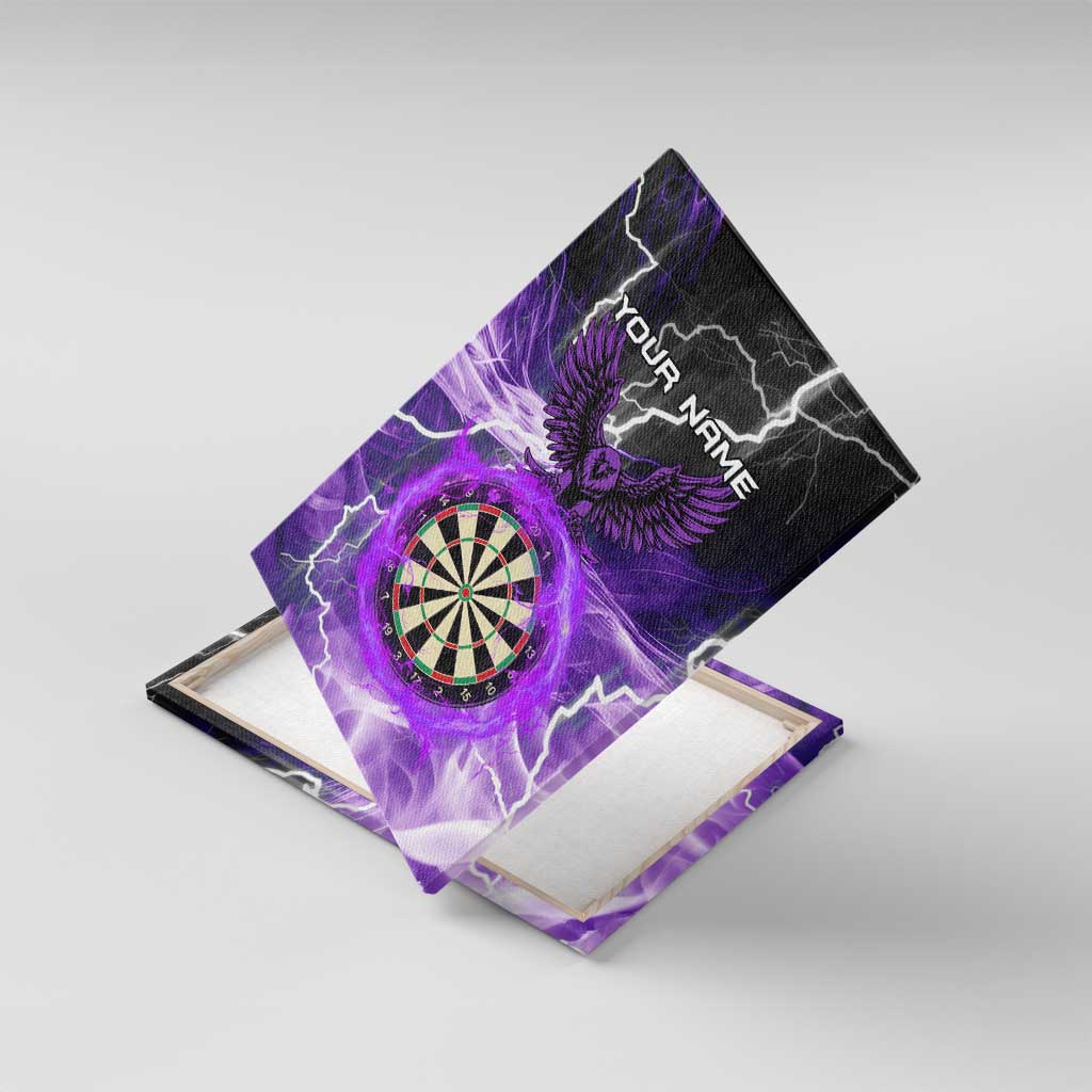 Personalized Purple Lightning Darts Board Canvas Wall Art with Owl Graphic - Wonder Print Shop