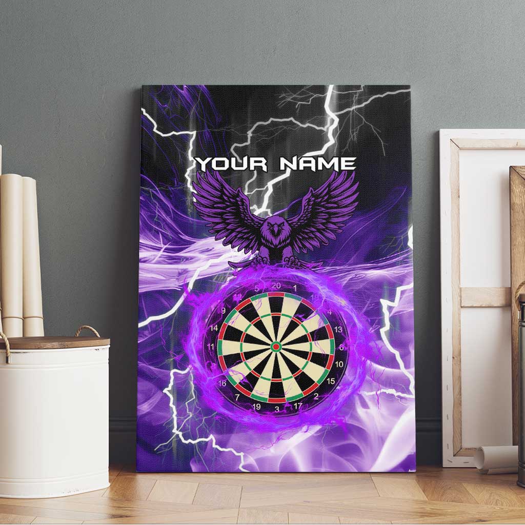 Personalized Purple Lightning Darts Board Canvas Wall Art with Owl Graphic - Wonder Print Shop