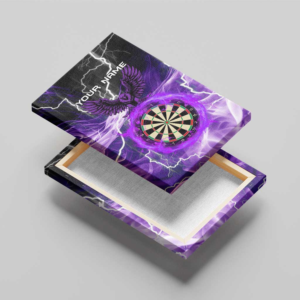 Personalized Purple Lightning Darts Board Canvas Wall Art with Owl Graphic - Wonder Print Shop