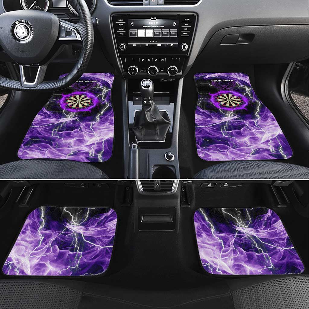 Personalized Purple Lightning Darts Board Car Mats with Owl Graphic - Wonder Print Shop