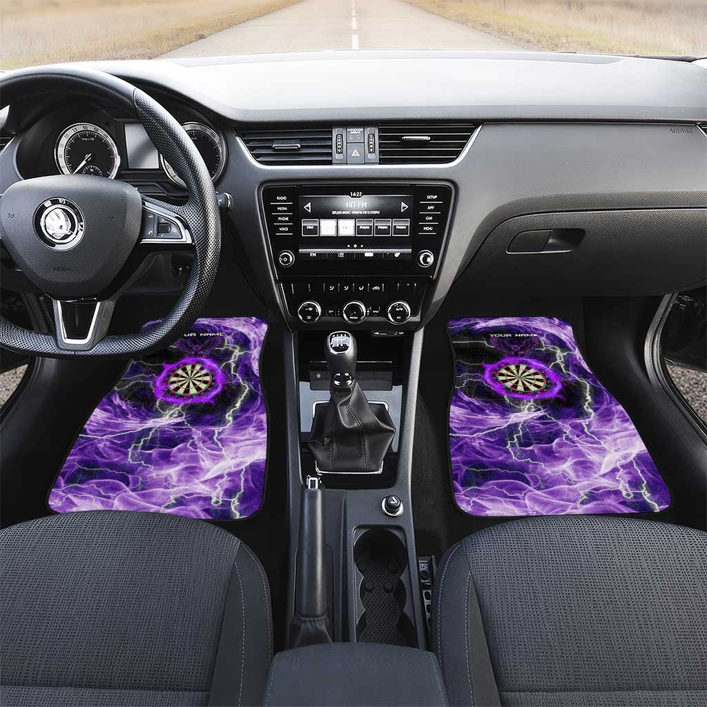 Personalized Purple Lightning Darts Board Car Mats with Owl Graphic - Wonder Print Shop