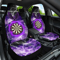 Personalized Purple Lightning Darts Board Car Seat Cover with Owl Graphic - Wonder Print Shop