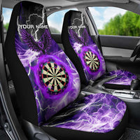 Personalized Purple Lightning Darts Board Car Seat Cover with Owl Graphic - Wonder Print Shop