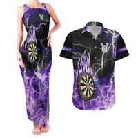 Personalized Purple Lightning Darts Board Couples Matching Tank Maxi Dress and Hawaiian Shirt with Owl Graphic - Wonder Print Shop