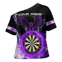 Personalized Purple Lightning Darts Board Cross Shoulder Shirt with Owl Graphic - Wonder Print Shop