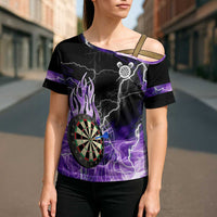 Personalized Purple Lightning Darts Board Cross Shoulder Shirt with Owl Graphic - Wonder Print Shop