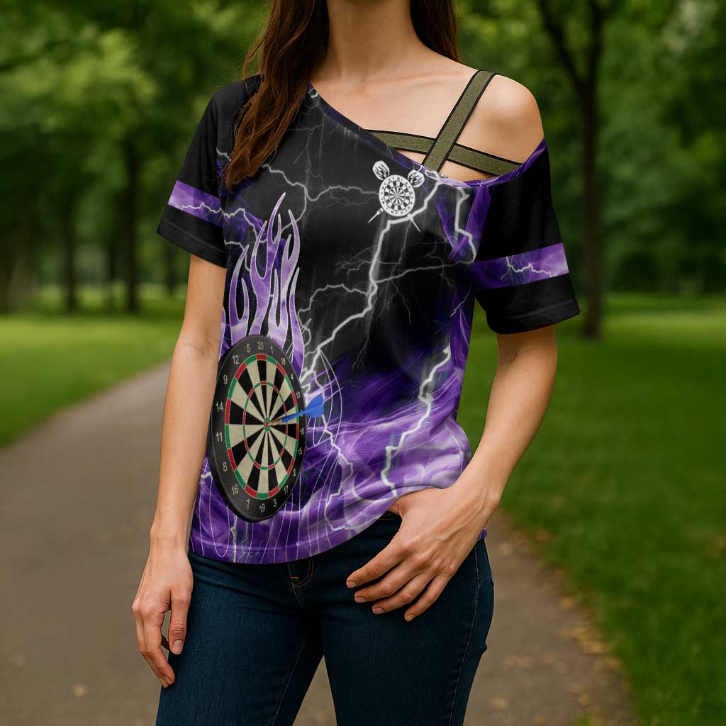 Personalized Purple Lightning Darts Board Cross Shoulder Shirt with Owl Graphic - Wonder Print Shop