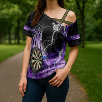 Personalized Purple Lightning Darts Board Cross Shoulder Shirt with Owl Graphic - Wonder Print Shop