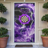 Personalized Purple Lightning Darts Board Door Cover with Owl Graphic - Wonder Print Shop
