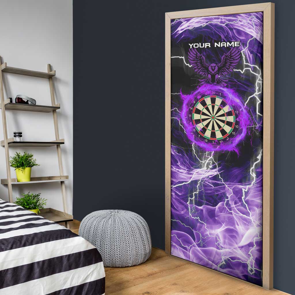Personalized Purple Lightning Darts Board Door Cover with Owl Graphic - Wonder Print Shop