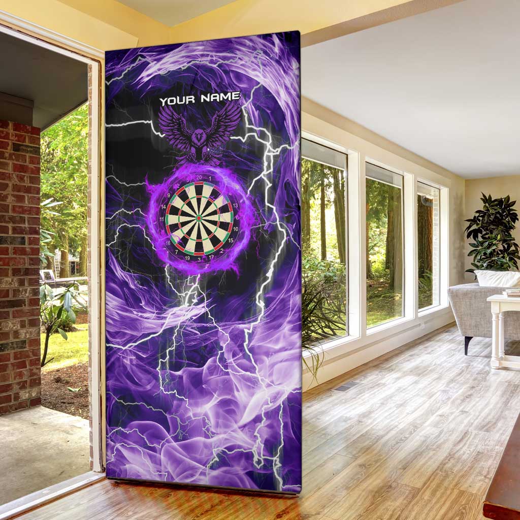 Personalized Purple Lightning Darts Board Door Cover with Owl Graphic - Wonder Print Shop