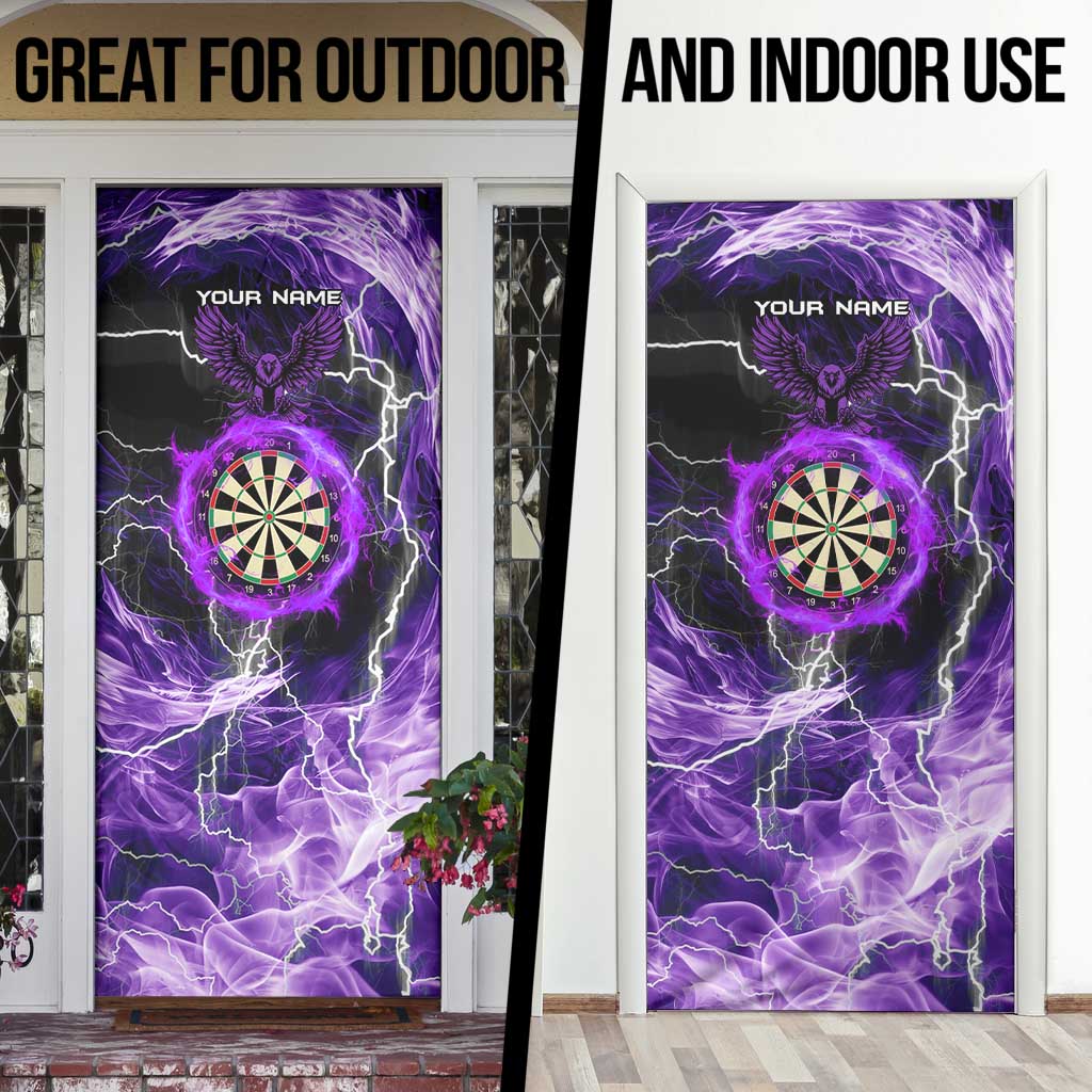 Personalized Purple Lightning Darts Board Door Cover with Owl Graphic - Wonder Print Shop