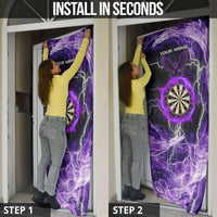 Personalized Purple Lightning Darts Board Door Cover with Owl Graphic - Wonder Print Shop