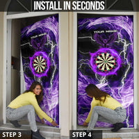 Personalized Purple Lightning Darts Board Door Cover with Owl Graphic - Wonder Print Shop