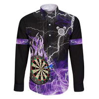 Personalized Purple Lightning Darts Board Family Matching Long Sleeve Bodycon Dress and Hawaiian Shirt with Owl Graphic - Wonder Print Shop