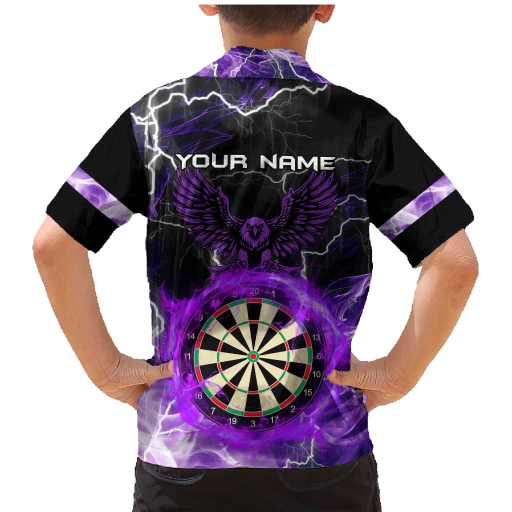 Personalized Purple Lightning Darts Board Family Matching Mermaid Dress and Hawaiian Shirt with Owl Graphic - Wonder Print Shop