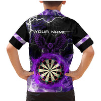 Personalized Purple Lightning Darts Board Family Matching Mermaid Dress and Hawaiian Shirt with Owl Graphic - Wonder Print Shop