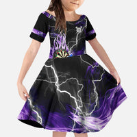 Personalized Purple Lightning Darts Board Family Matching Off The Shoulder Long Sleeve Dress and Hawaiian Shirt with Owl Graphic - Wonder Print Shop