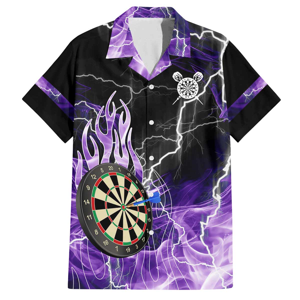 Personalized Purple Lightning Darts Board Family Matching Off The Shoulder Long Sleeve Dress and Hawaiian Shirt with Owl Graphic - Wonder Print Shop