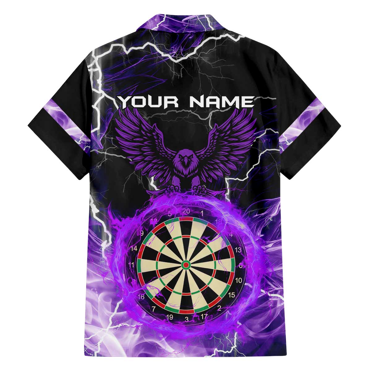 Personalized Purple Lightning Darts Board Family Matching Off The Shoulder Long Sleeve Dress and Hawaiian Shirt with Owl Graphic - Wonder Print Shop