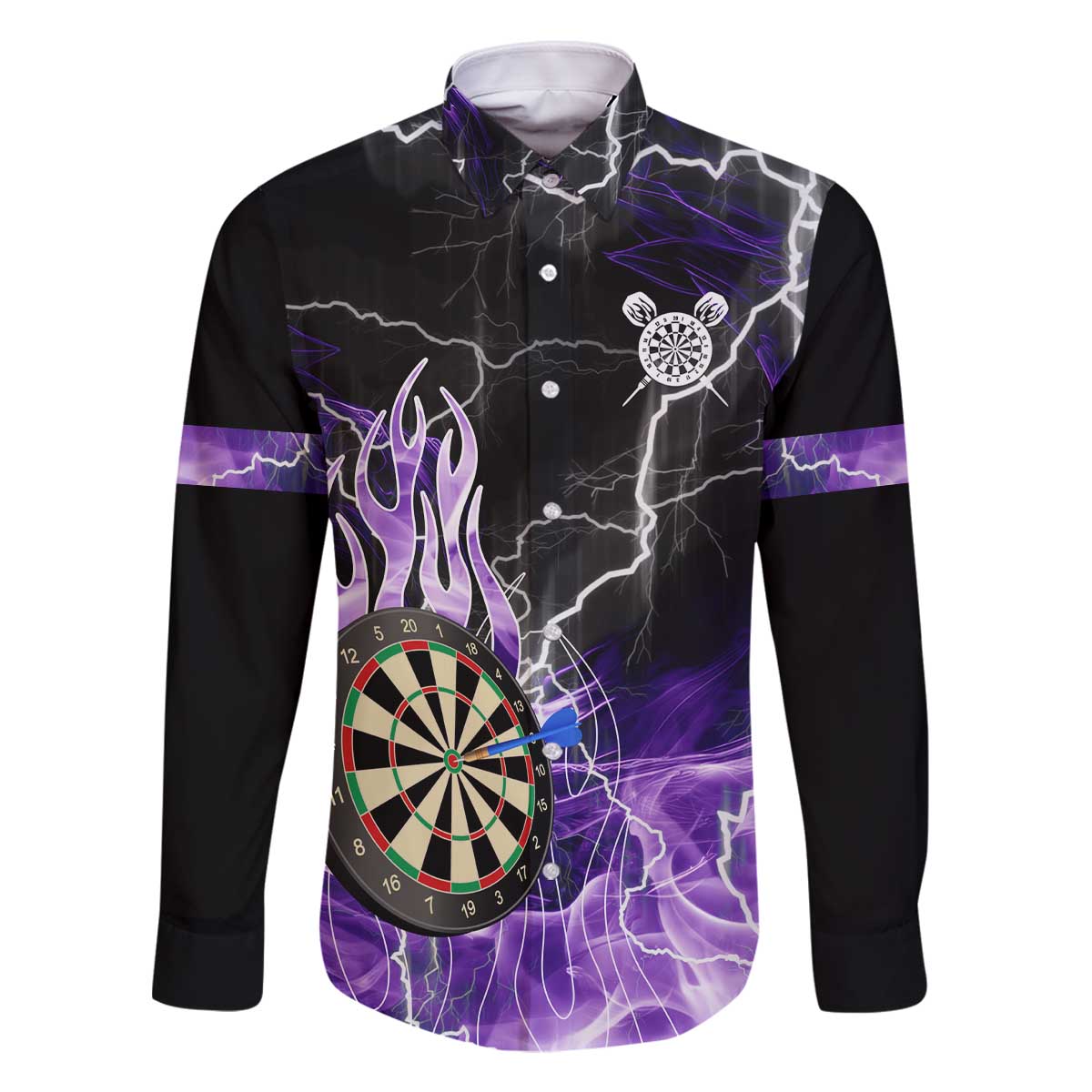 Personalized Purple Lightning Darts Board Family Matching Off The Shoulder Long Sleeve Dress and Hawaiian Shirt with Owl Graphic - Wonder Print Shop