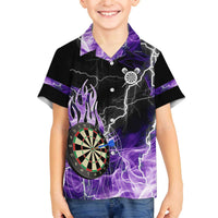 Personalized Purple Lightning Darts Board Family Matching Off The Shoulder Long Sleeve Dress and Hawaiian Shirt with Owl Graphic - Wonder Print Shop
