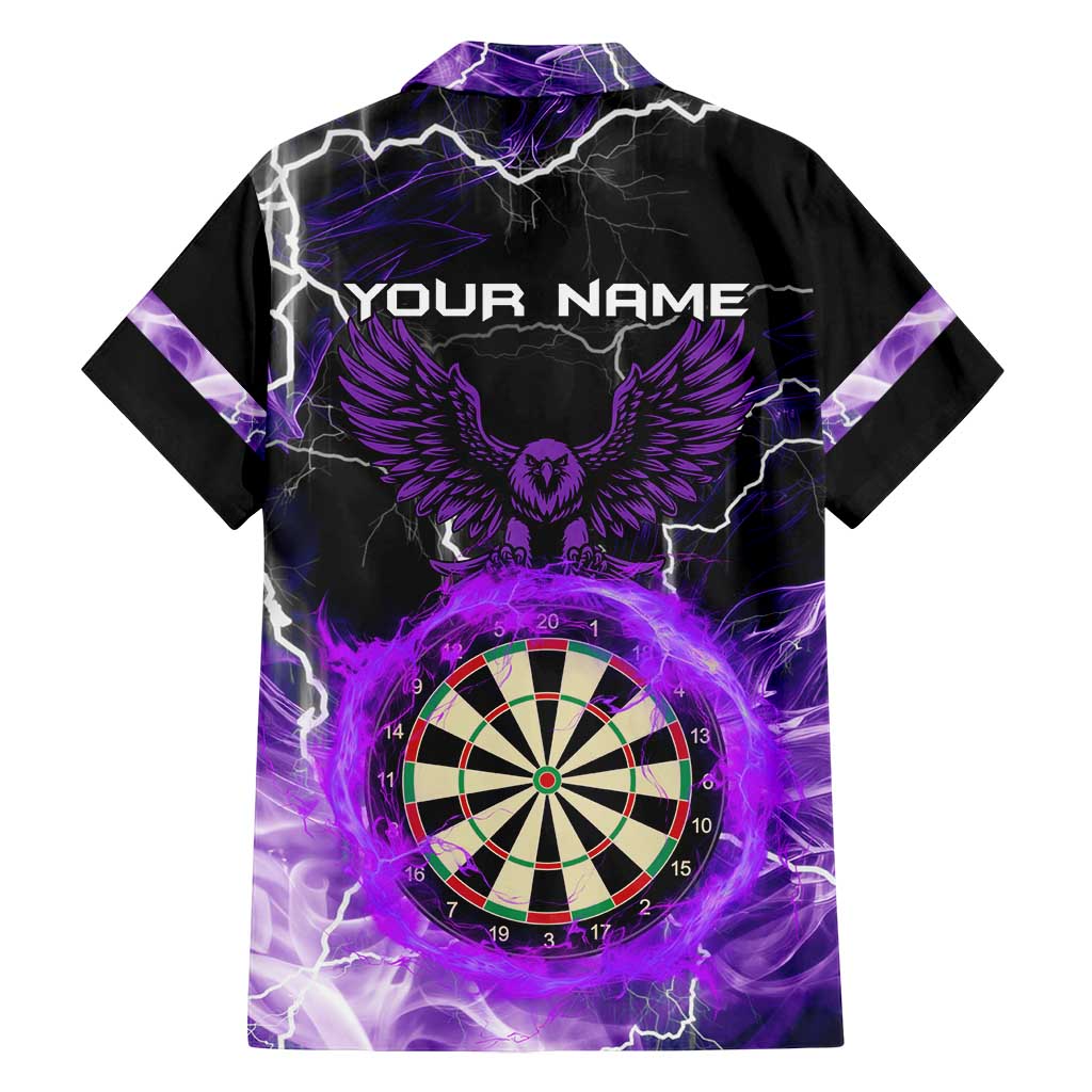 Personalized Purple Lightning Darts Board Family Matching Off Shoulder Maxi Dress and Hawaiian Shirt with Owl Graphic - Wonder Print Shop