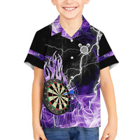 Personalized Purple Lightning Darts Board Family Matching Off Shoulder Maxi Dress and Hawaiian Shirt with Owl Graphic - Wonder Print Shop