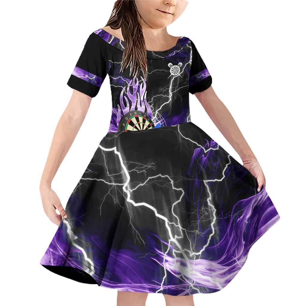 Personalized Purple Lightning Darts Board Family Matching Off Shoulder Short Dress and Hawaiian Shirt with Owl Graphic - Wonder Print Shop