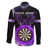 Personalized Purple Lightning Darts Board Family Matching Puletasi and Hawaiian Shirt with Owl Graphic - Wonder Print Shop
